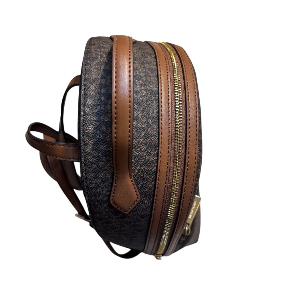Sale! NWT Michael Kors Backpack Sheila Signature MK Brown Tan Leather Gold HW - Picture 5 of 16